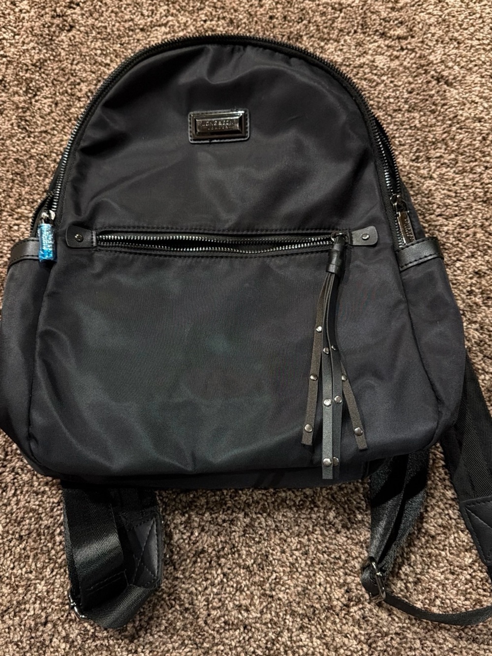 Black Nylon Backpack with Tassel Zipper